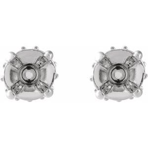 Platinum 4 mm Round Hidden Halo-Style Stud Earring Mounting – image 2