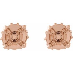 14K Rose Gold 4.5 mm Round Hidden Halo-Style Stud Earring Mounting – image 2
