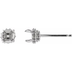 Sterling Silver 5.5 mm Round Hidden Halo-Style Stud Earring Mounting