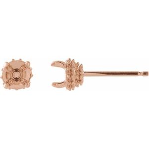 14K Rose Gold 4 mm Round Hidden Halo-Style Stud Earring Mounting