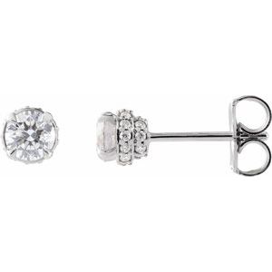 Platinum 1/2 CTW Natural Diamond Hidden Halo-Style Stud Earrings