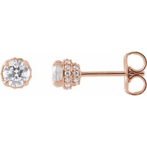 14K Rose Gold 1/2 CTW Natural Diamond Hidden Halo-Style Stud Earrings
