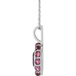 Platinum Natural Amethyst & Natural Rhodolite Garnet Halo-Style 16-18" Necklace