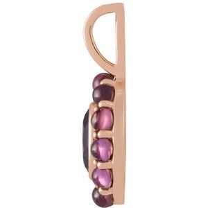 14K Rose Gold Natural Amethyst & Natural Rhodolite Garnet Halo-Style Pendant