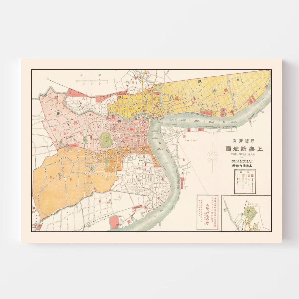 Vintage Map of Shanghai, China 1917