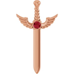 14K Rose Gold Natural Ruby Dagger Pendant