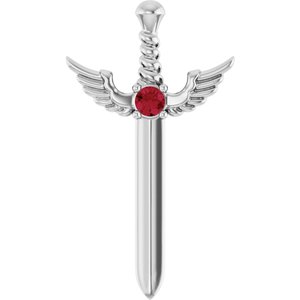Platinum Natural Ruby Dagger Pendant