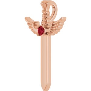 14K Rose Gold Natural Ruby Dagger Pendant
