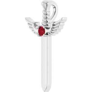 Platinum Natural Ruby Dagger Pendant