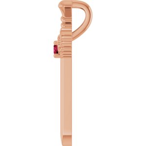 14K Rose Gold Natural Ruby Dagger Pendant