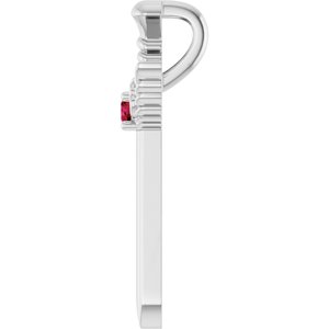 Platinum Natural Ruby Dagger Pendant