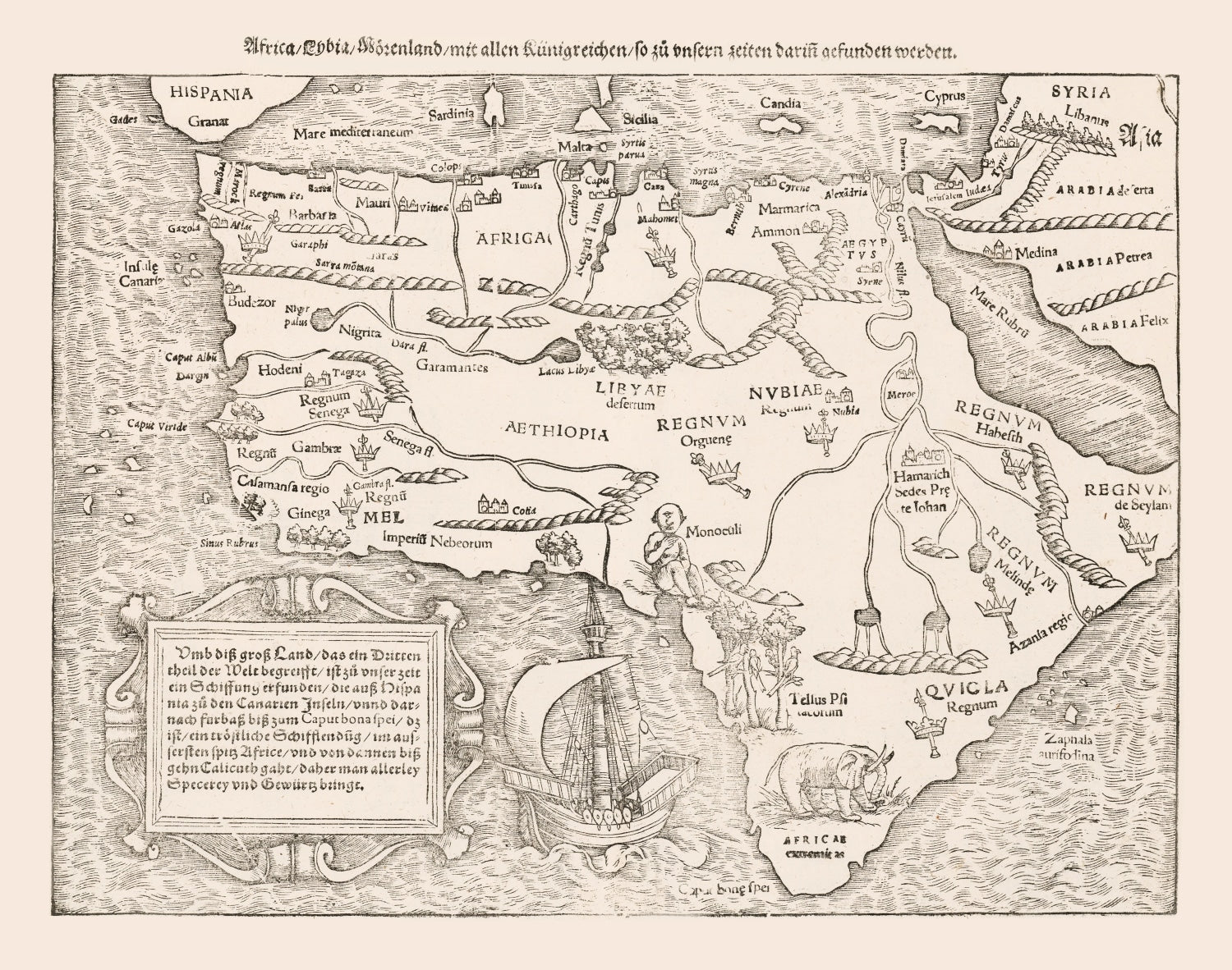 Vintage Africa Map 1574