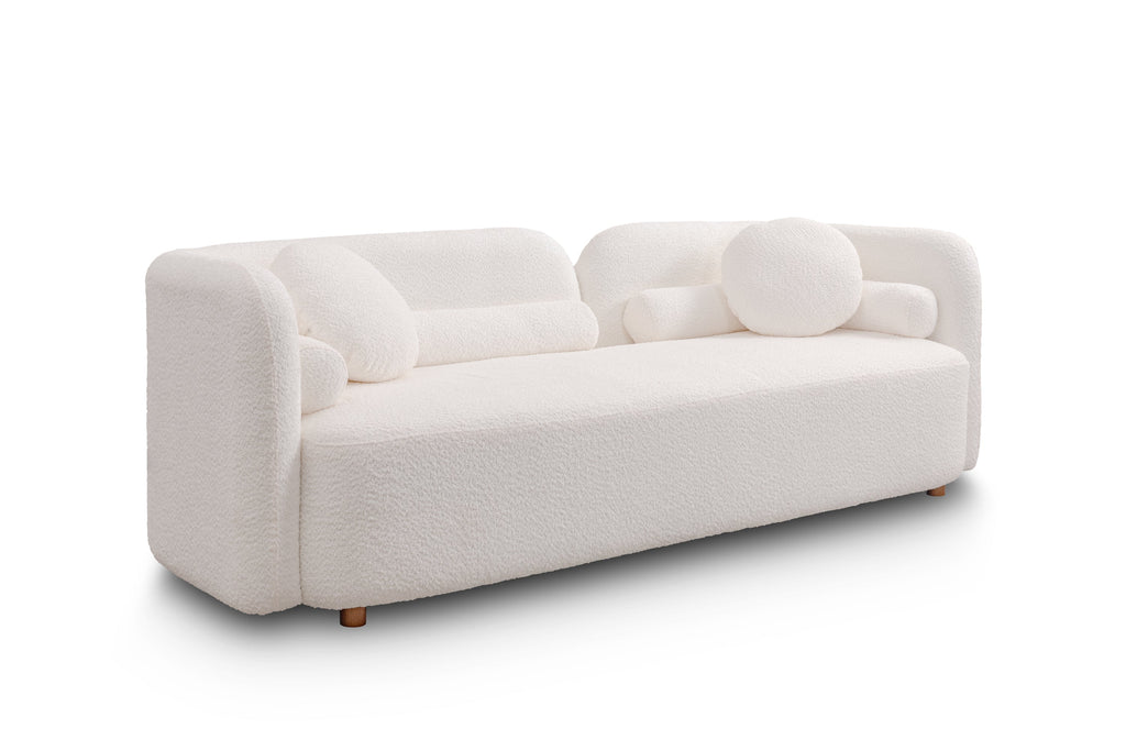 1+2 Luxury Modern Sofa Couch for Living Room, White Boucle Upholstered Cloud Couch for Apartment Home Office, 3 Seater