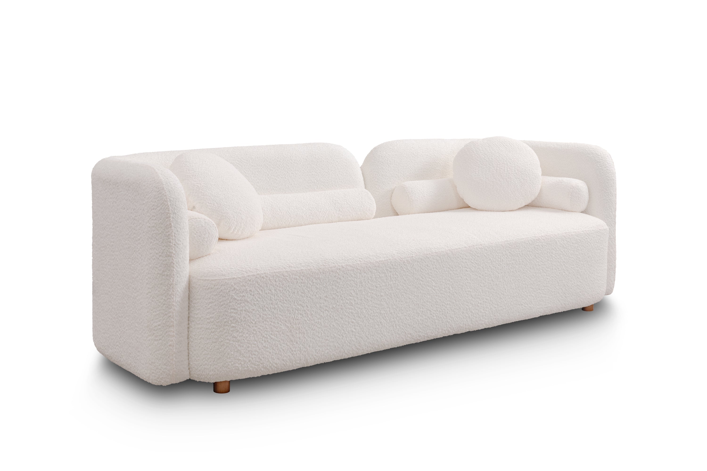 1+2 Luxury Modern Sofa Couch for Living Room, White Boucle Upholstered Cloud Couch for Apartment Home Office, 3 Seater