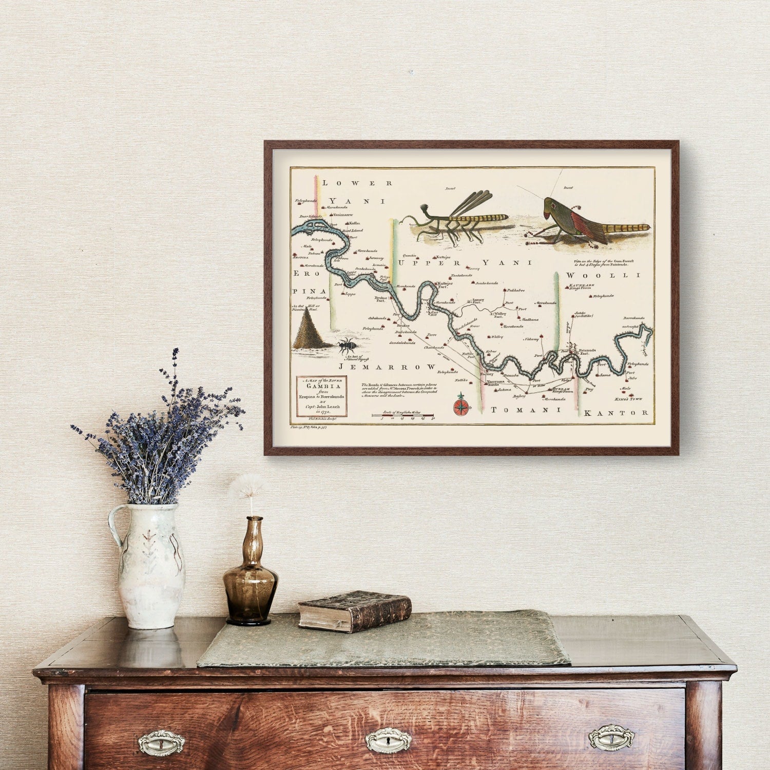 Vintage Middle Gambia River Map 1752