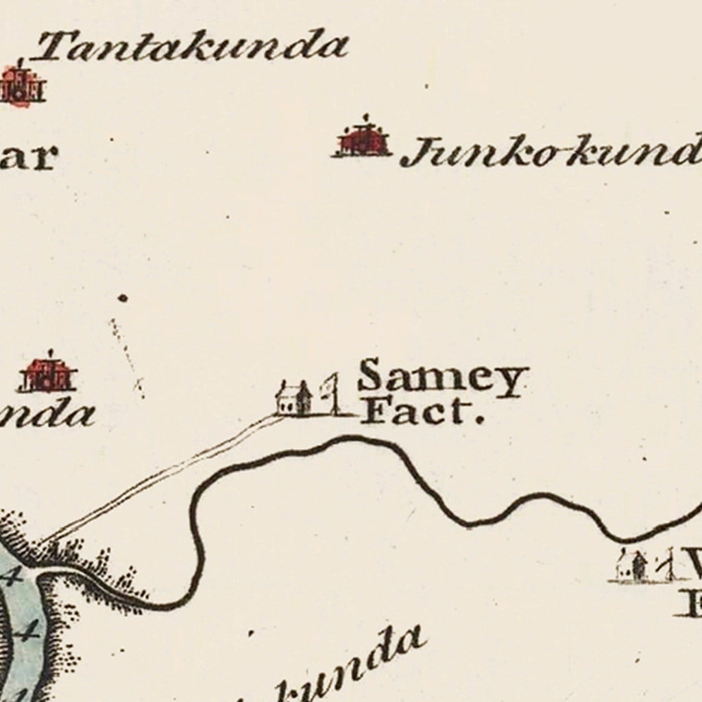 Vintage Middle Gambia River Map 1752