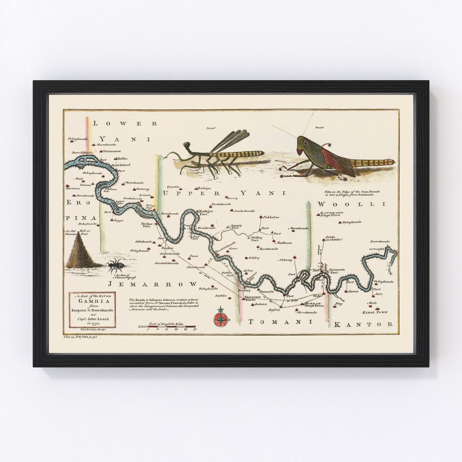 Vintage Middle Gambia River Map 1752