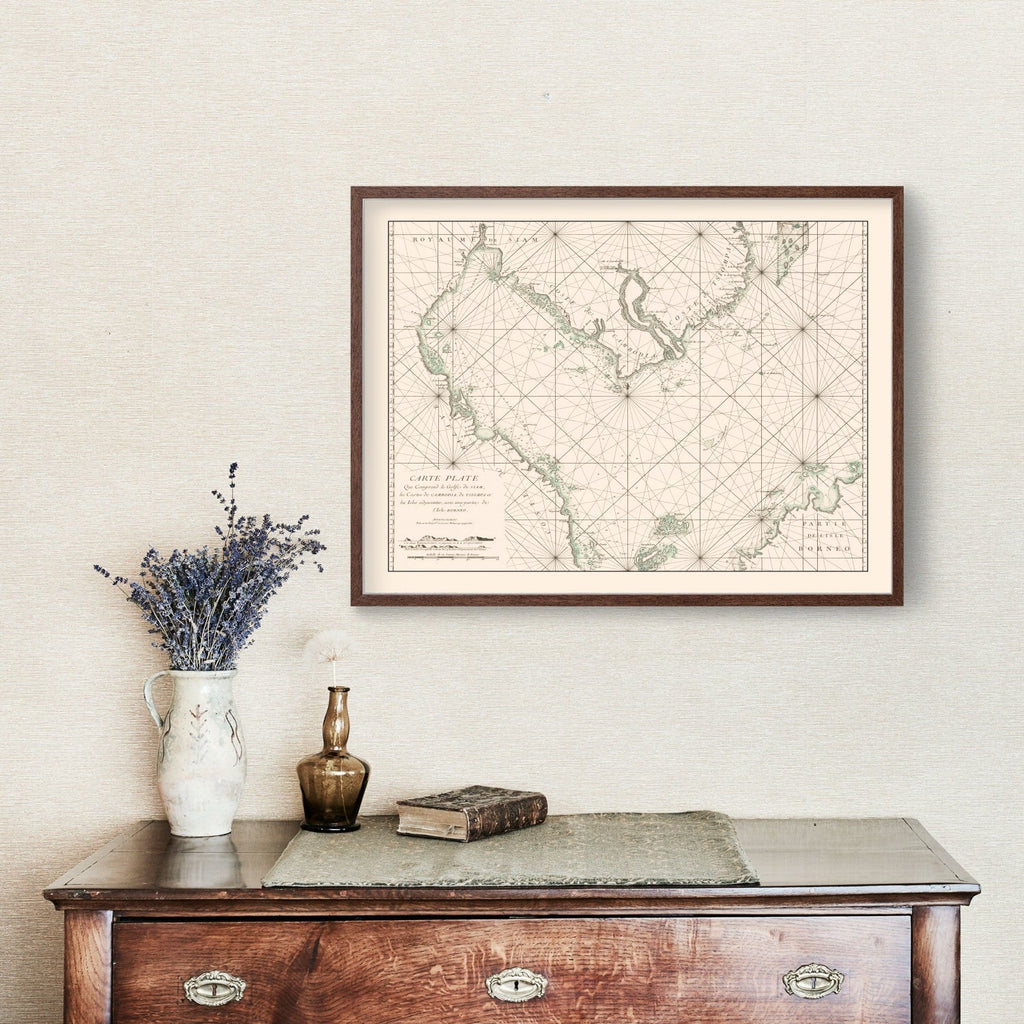Vintage Gulf of Siam Map 1745