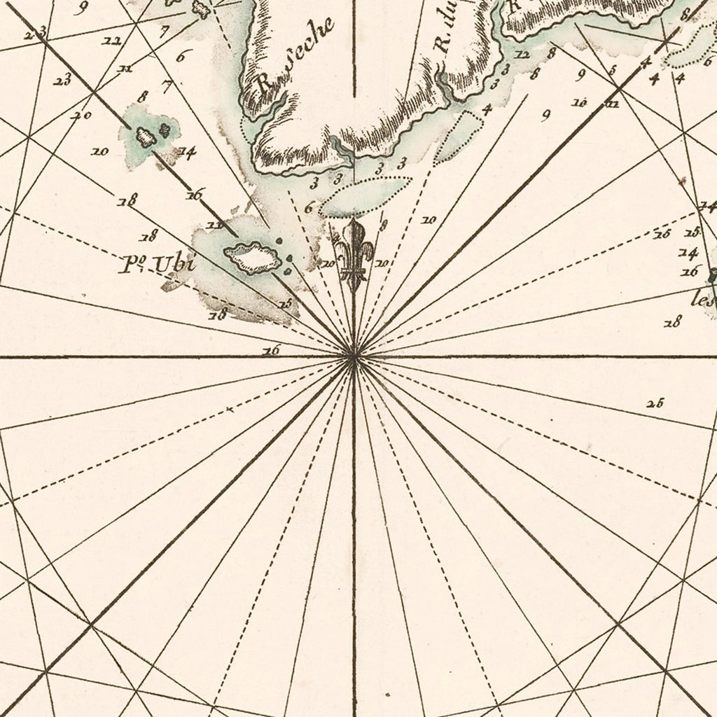 Vintage Gulf of Siam Map 1745