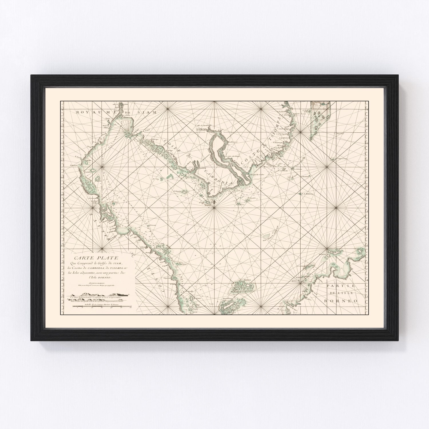 Vintage Gulf of Siam Map 1745