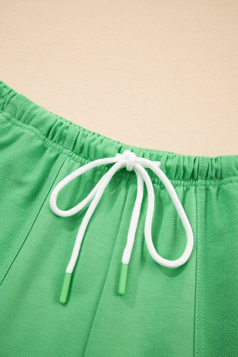 Women's V-neck Drop Shoulder Tee and Drawstring Shorts Set
