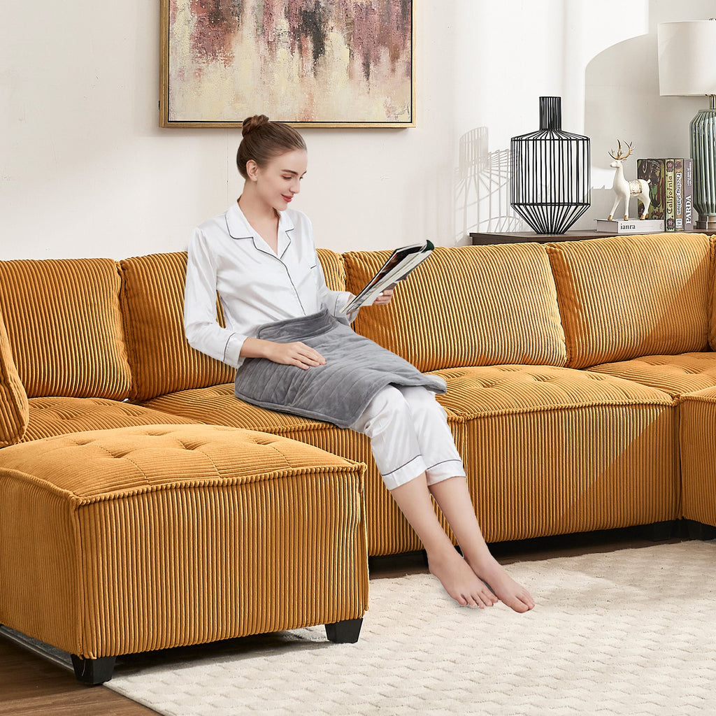 UNITED WE WIN Modular Sectional Sofa U Shaped Modular Couch with Reversible Chaise Modular Sofa Sectional Couch,6- Seat Convertible Sofa,Fit for Living Room