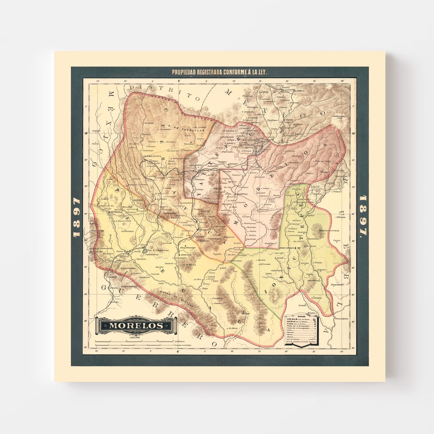 Vintage Morelos, Mexico Map 1897