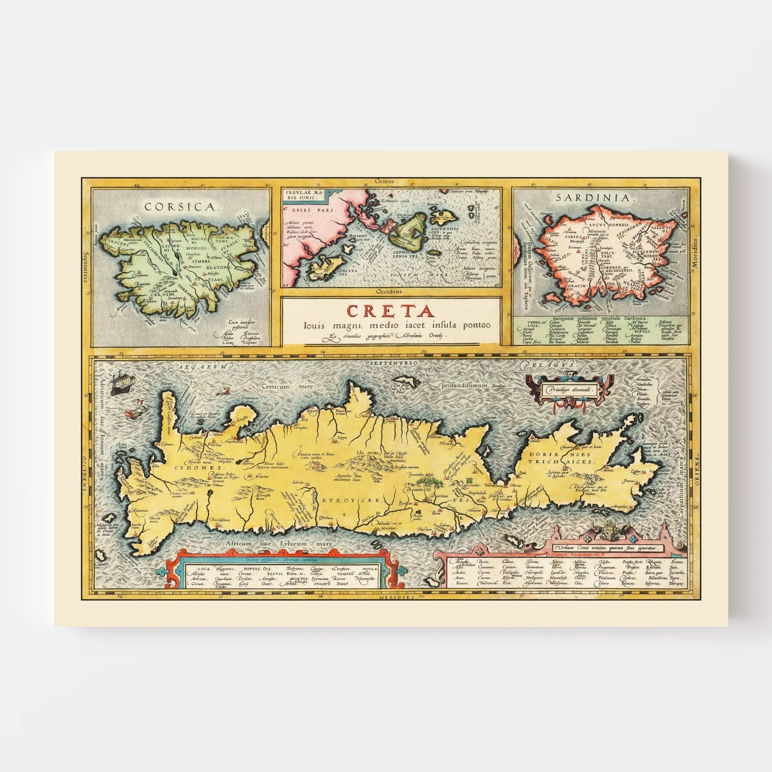 Vintage Crete & Greek Islands Map 1603