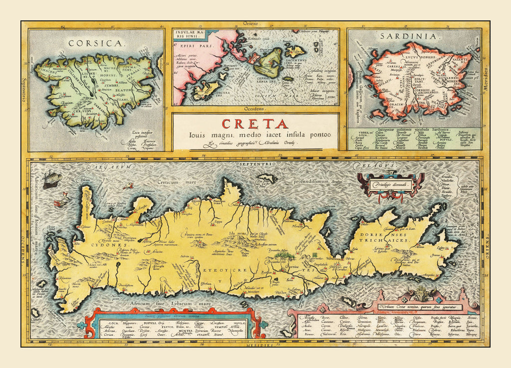 Vintage Crete & Greek Islands Map 1603