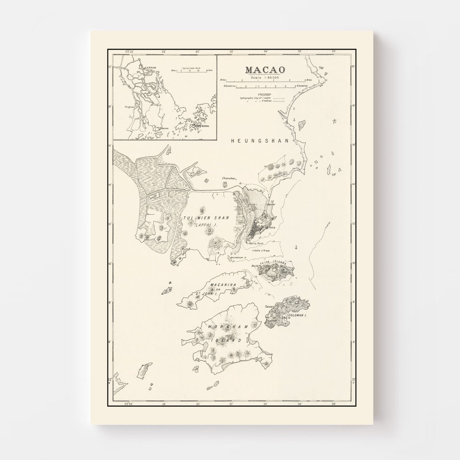 Vintage Macao Map 1918