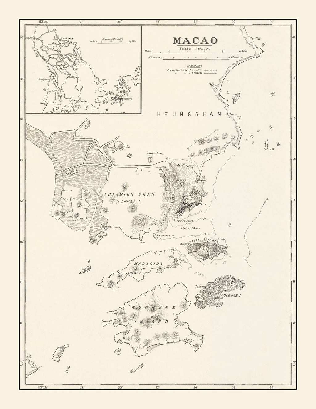 Vintage Macao Map 1918
