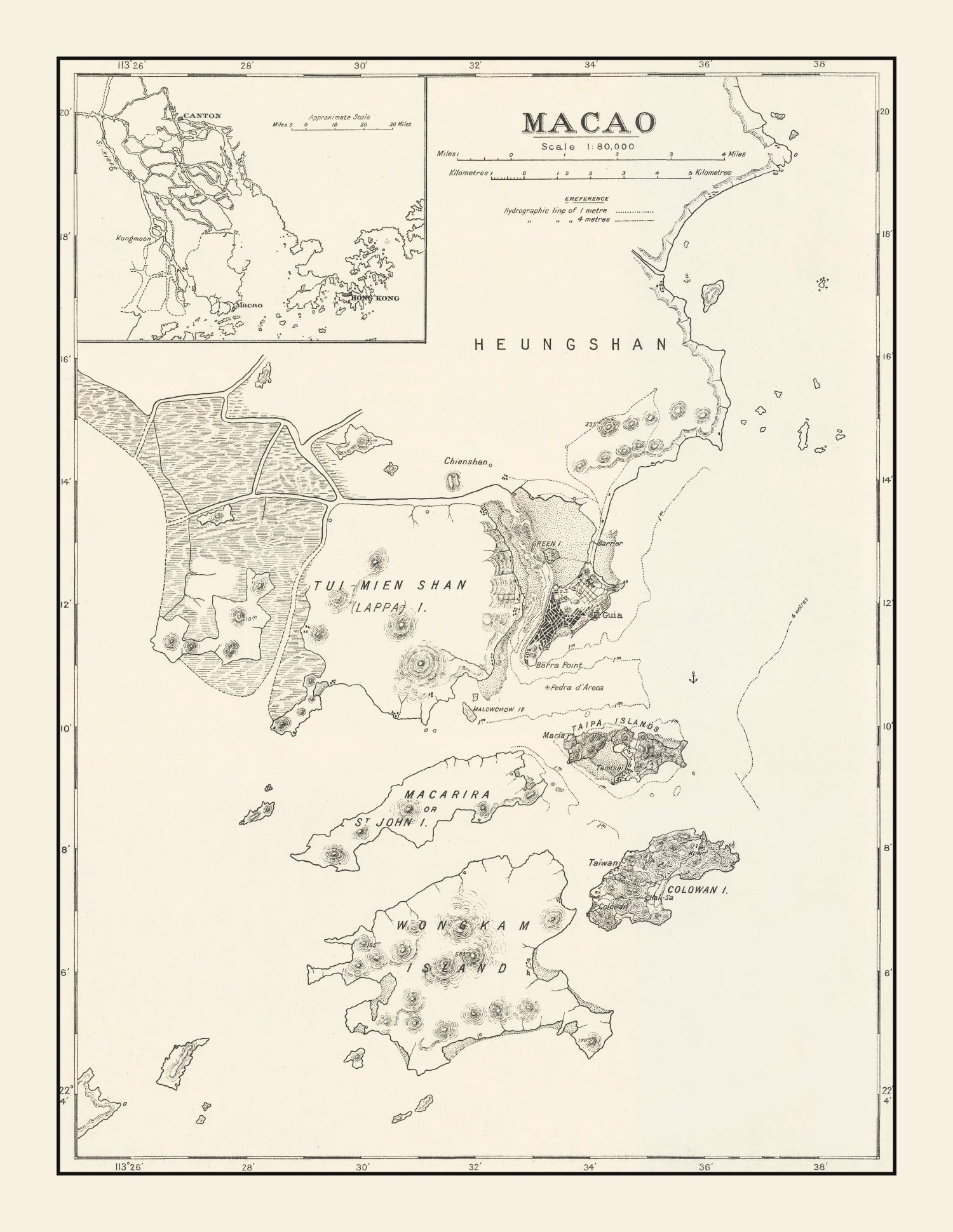 Vintage Macao Map 1918