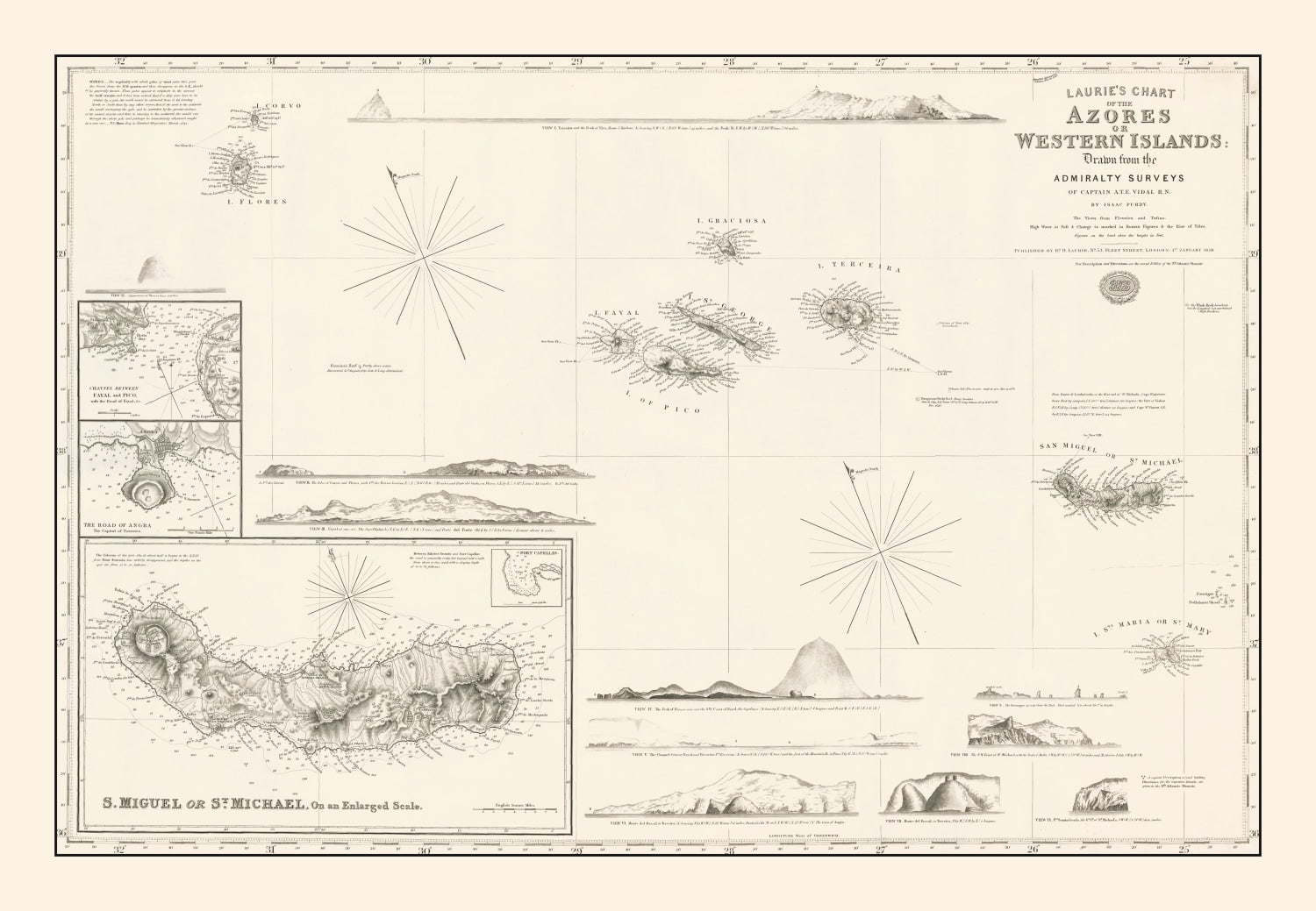 Vintage Azores Map 1859