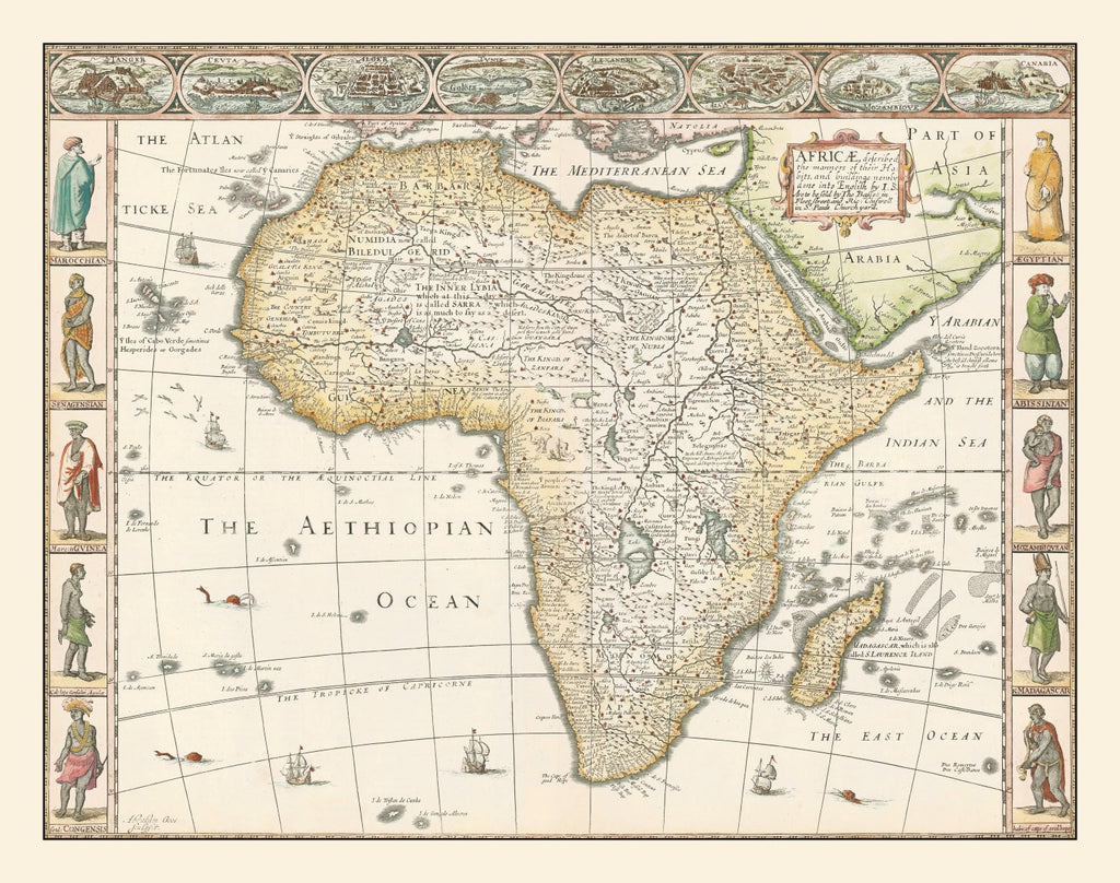 Vintage Africa Map 1626