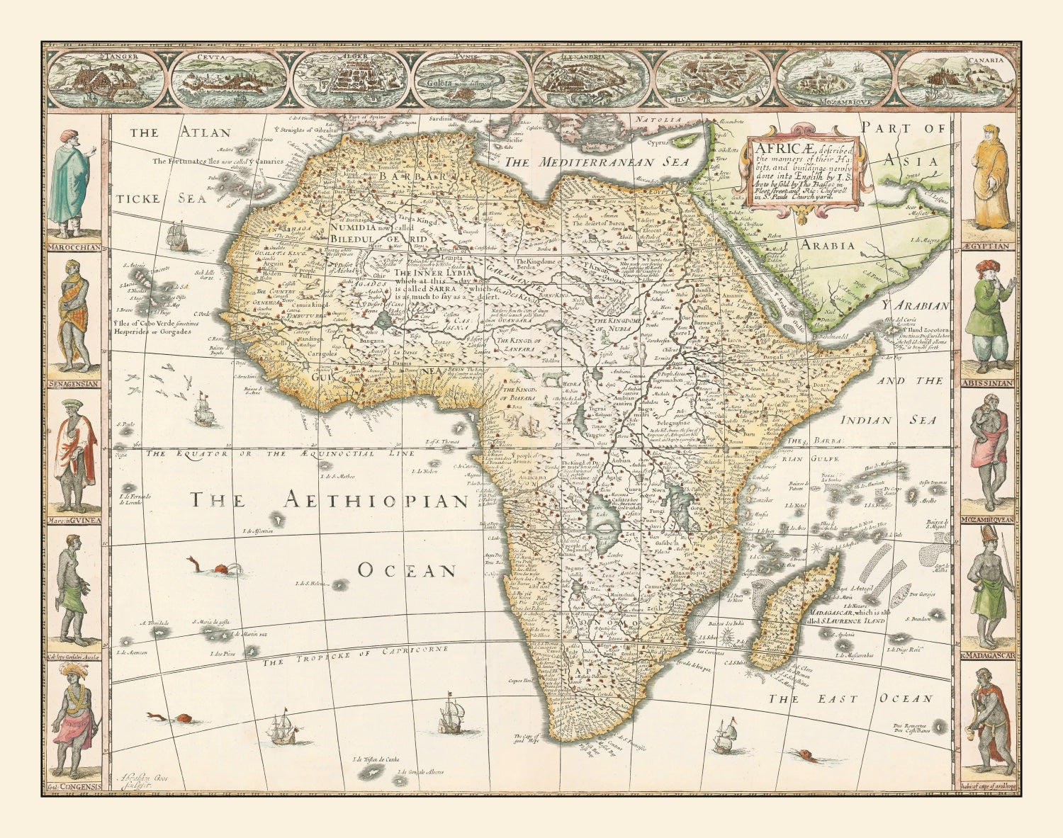 Vintage Africa Map 1626