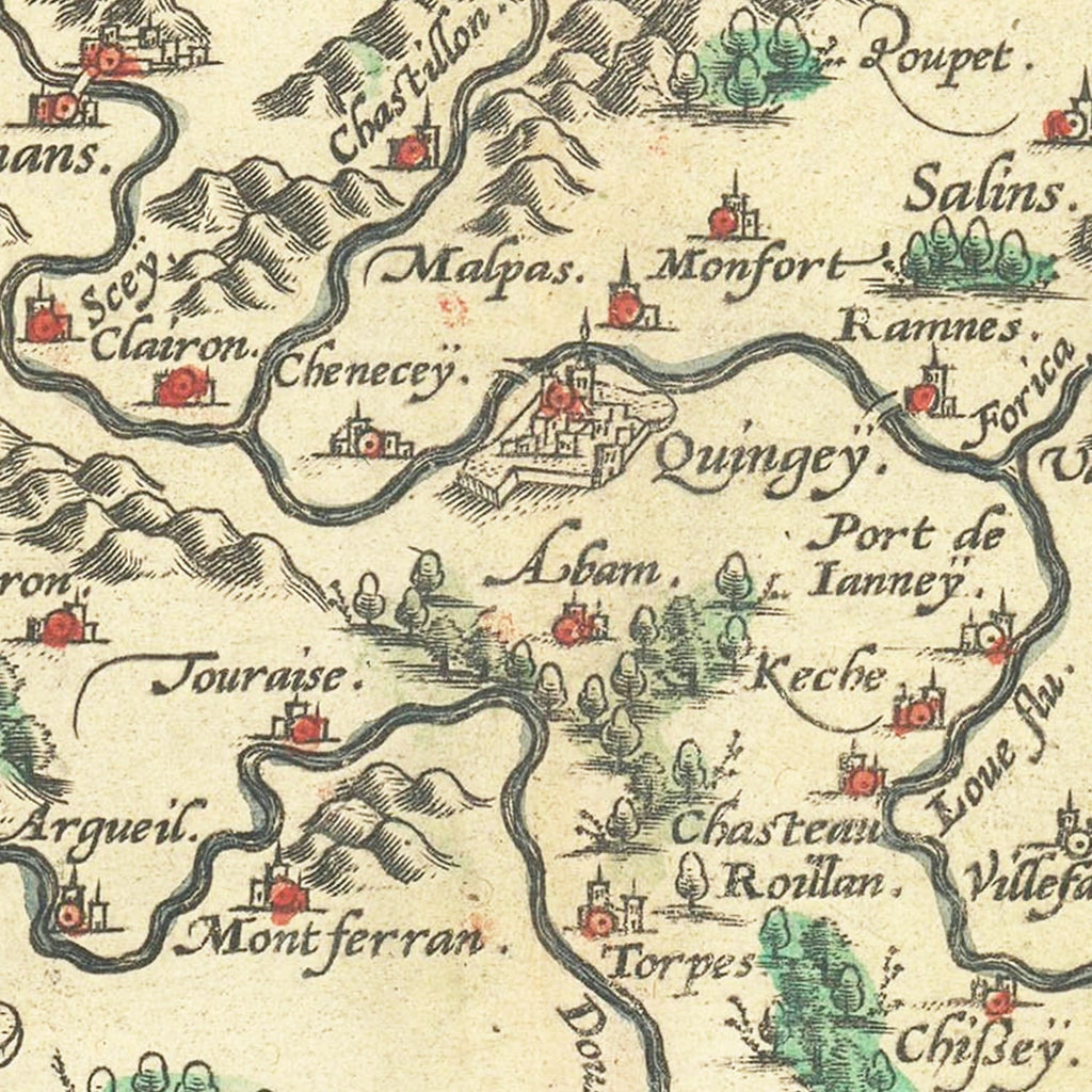 Vintage Burgundy, France Map 1595