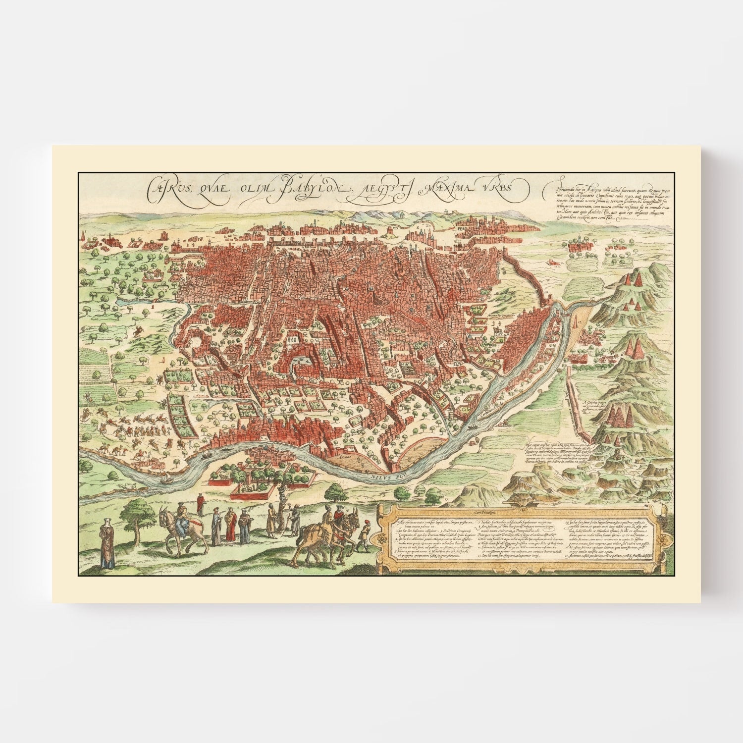 Vintage Map of Cairo, Egypt 1572