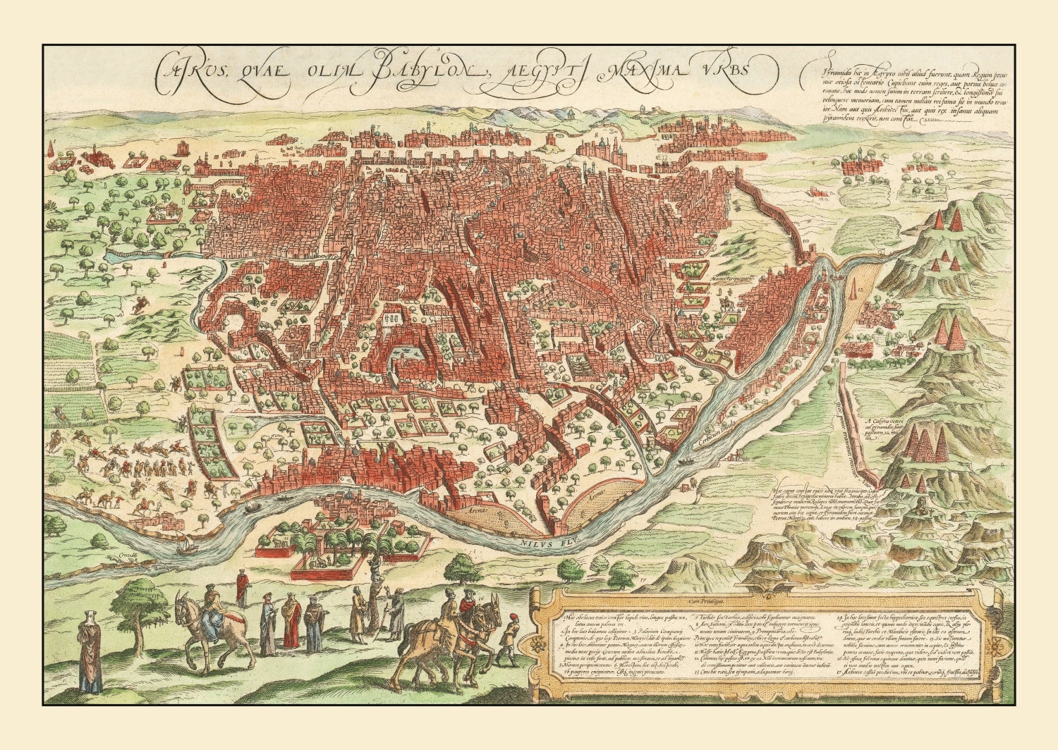 Vintage Map of Cairo, Egypt 1572
