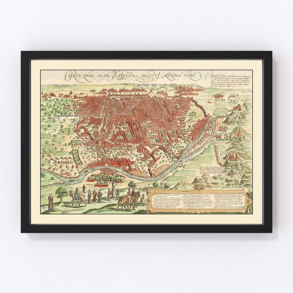 Vintage Map of Cairo, Egypt 1572