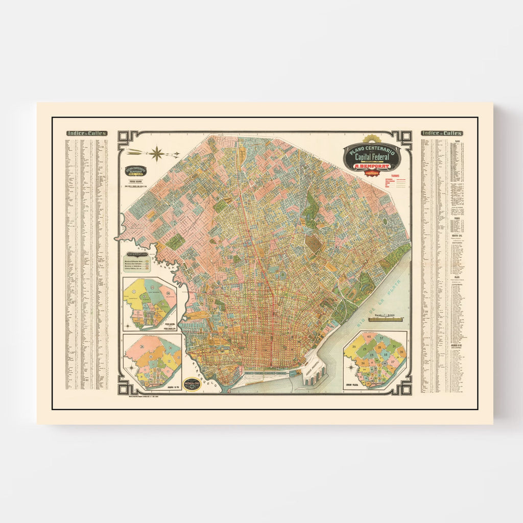Vintage Map of Buenos Aires, Brazil 1915