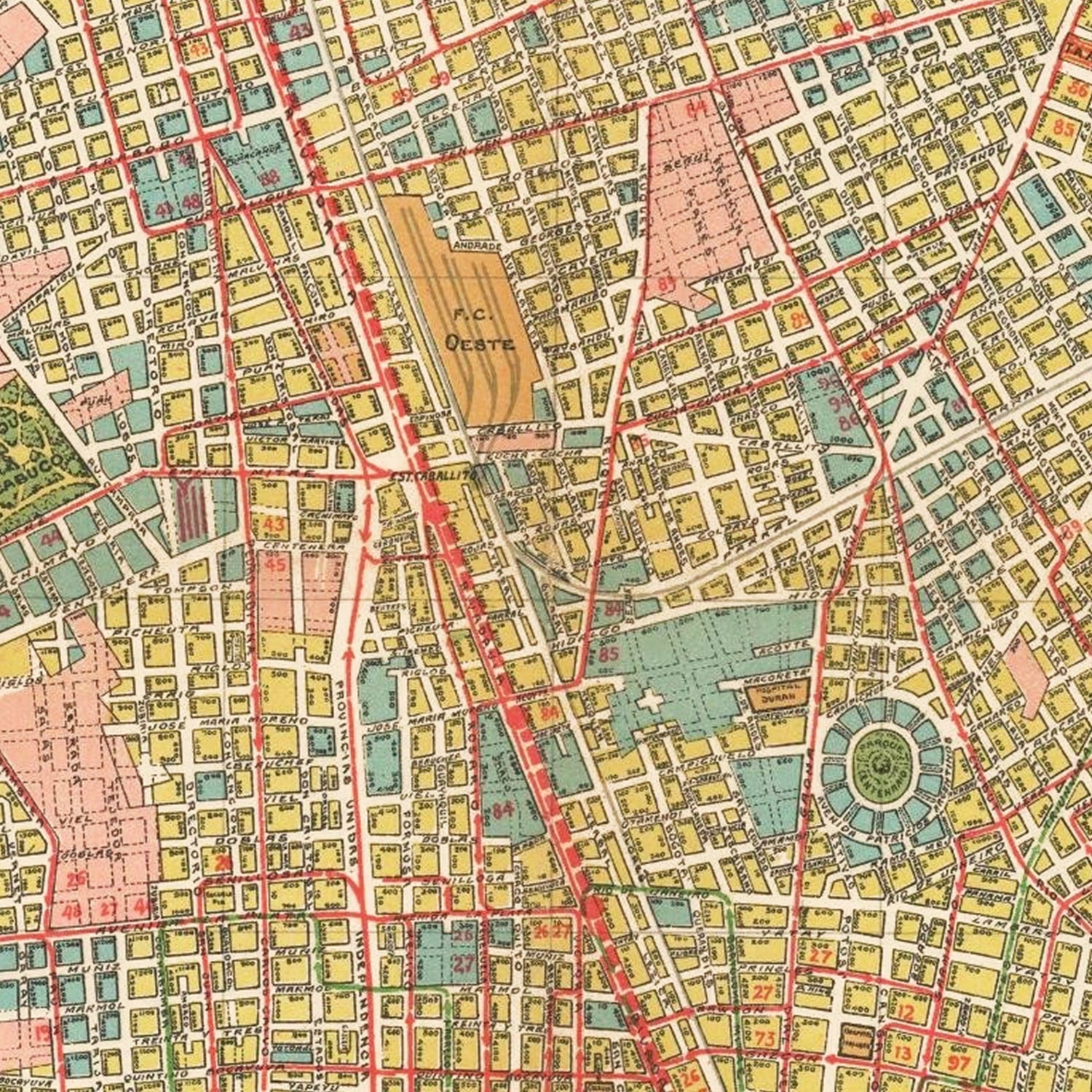 Vintage Map of Buenos Aires, Brazil 1915