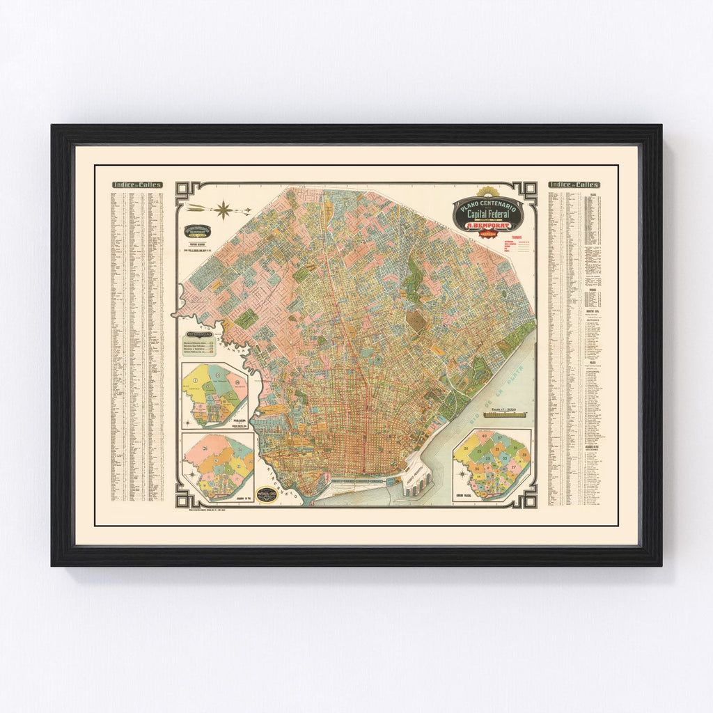 Vintage Map of Buenos Aires, Brazil 1915