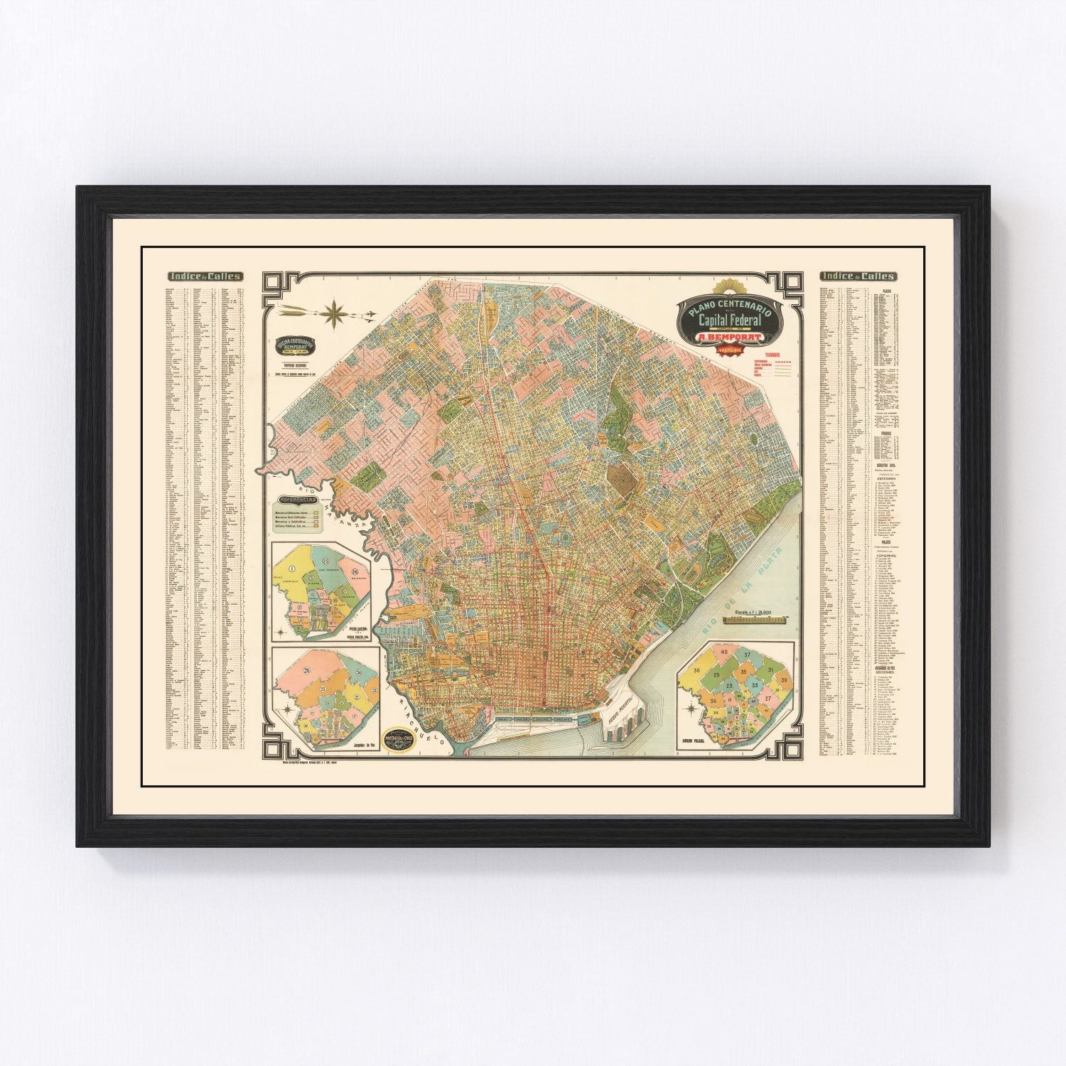 Vintage Map of Buenos Aires, Brazil 1915