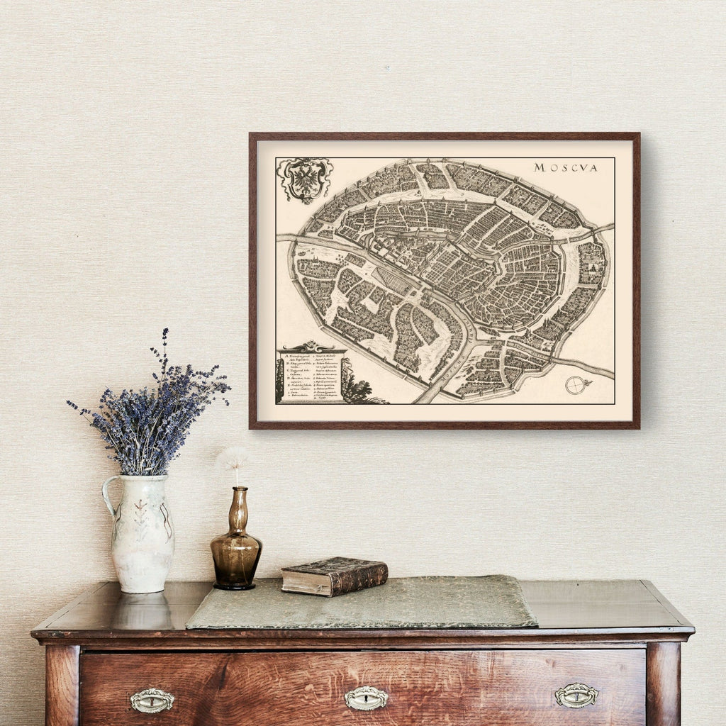 Vintage Map of Moscow, Russia 1646