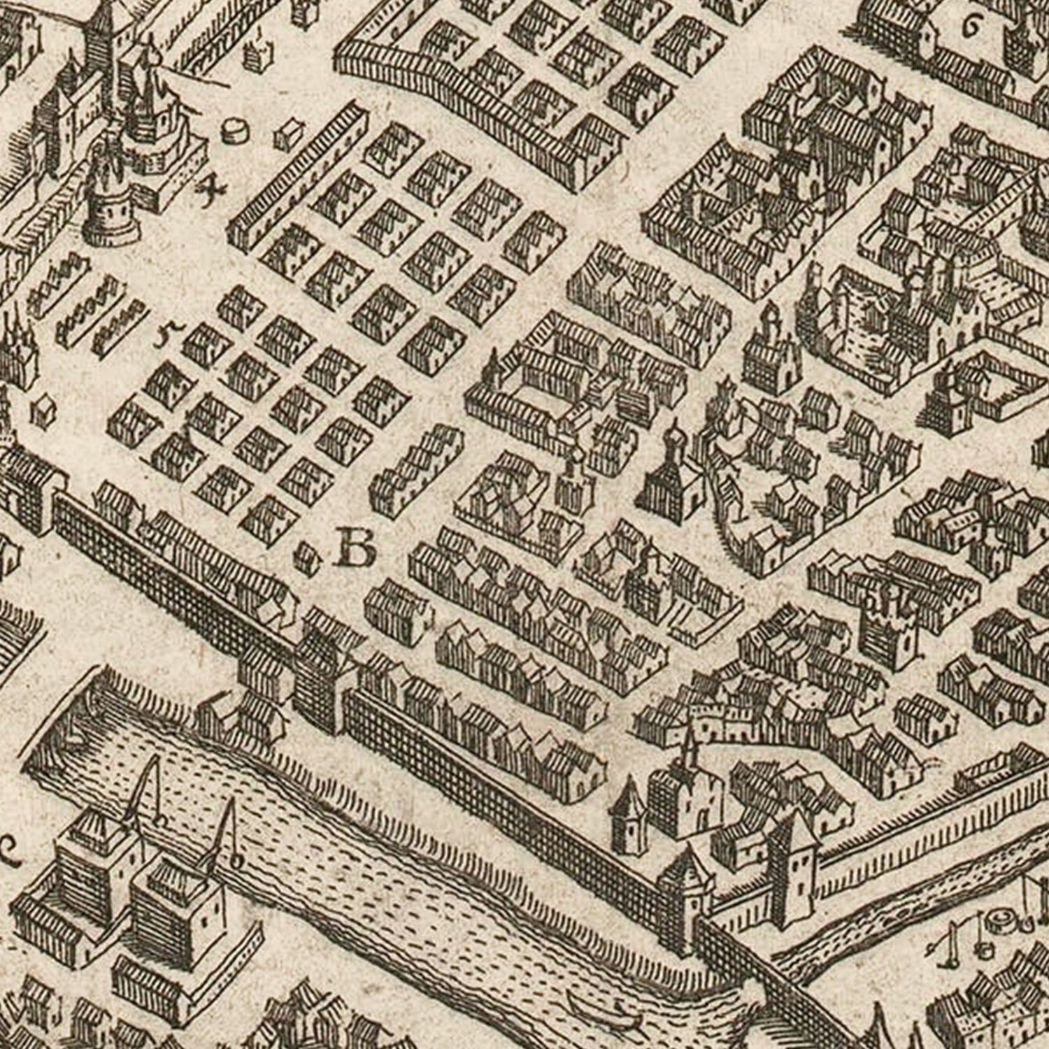 Vintage Map of Moscow, Russia 1646