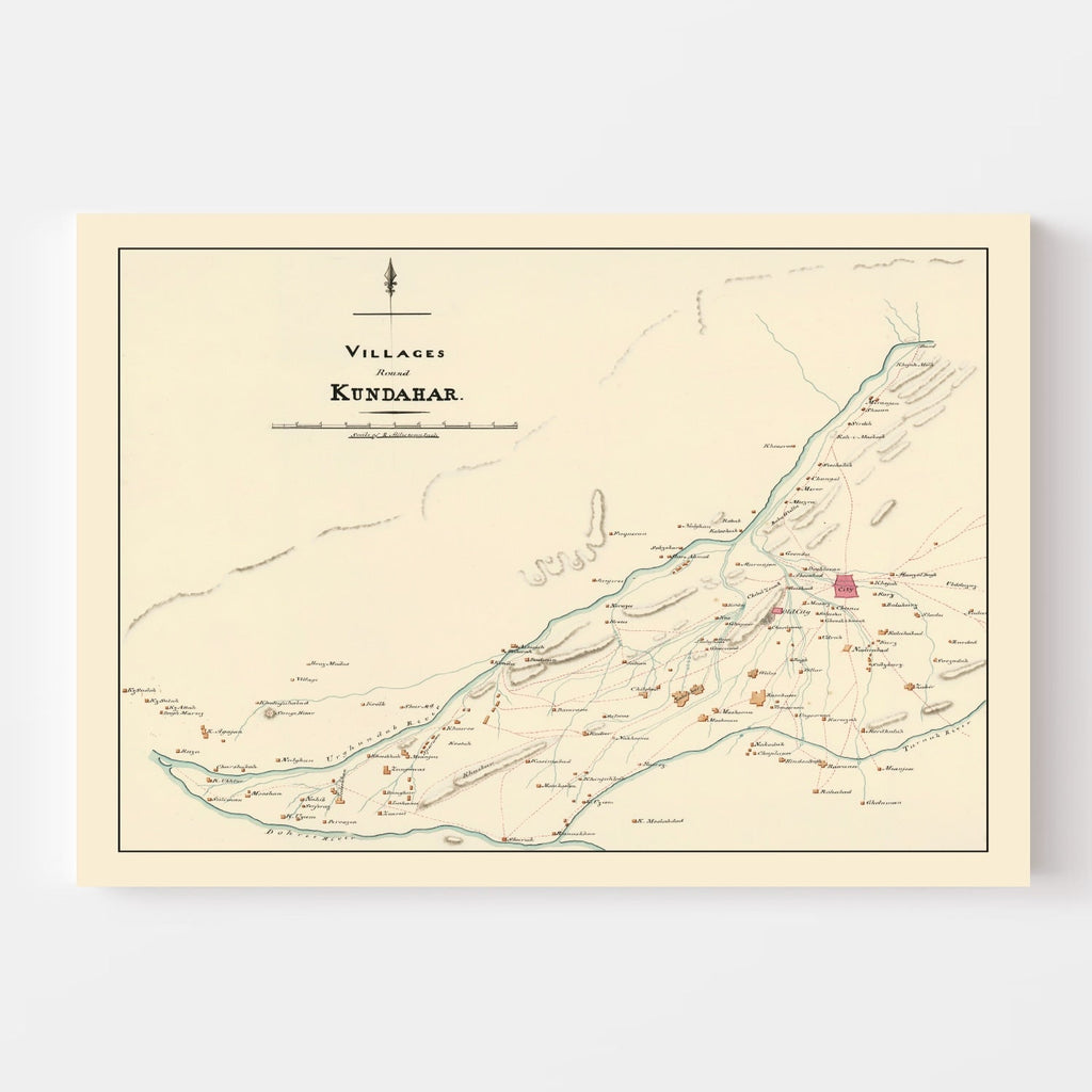 Vintage Map of Kandahar, Afghanistan 1840