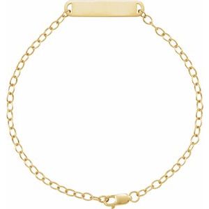 14K Yellow Gold Engravable Bar 7" Bracelet