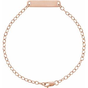 14K Rose Gold Engravable Bar 7" Bracelet