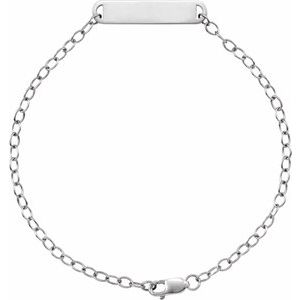 14K White Gold Engravable Bar 7" Bracelet