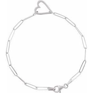 Heart & Paperclip-Style Bracelet